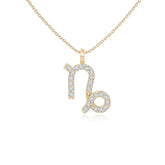 moissanite capricorn zodiac necklaces in yellow gold vermeil